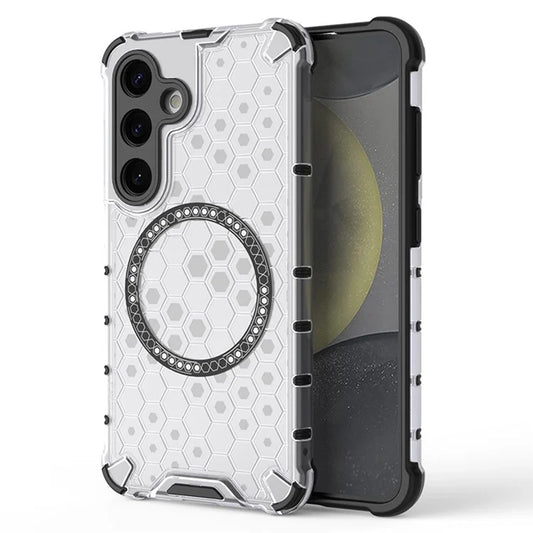 Custodia MagSafe per Samsung Galaxy S24 S921, Techsuit, HoneyComb Shield, Bianca