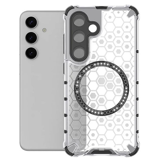 Custodia MagSafe per Samsung Galaxy S24 S921, Techsuit, HoneyComb Shield, Bianca
