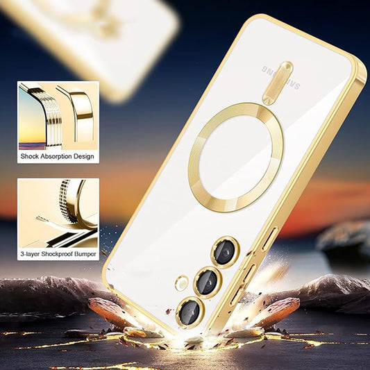 Custodia MagSafe per Samsung Galaxy S24 S921, Techsuit, Luxury Crystal, Argento