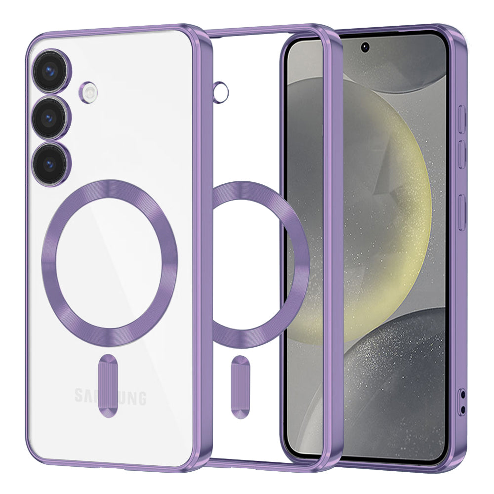 Custodia MagSafe per Samsung Galaxy S24 S921, Techsuit, Luxury Crystal, Viola Chiaro