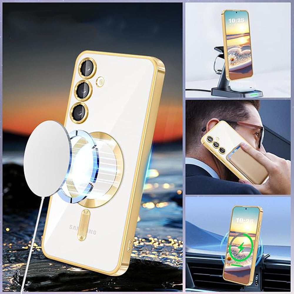 Custodia MagSafe per Samsung Galaxy S24 S921, Techsuit, Luxury Crystal, Nera