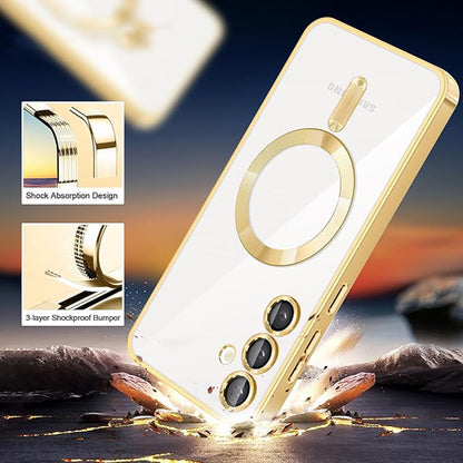 Custodia MagSafe per Samsung Galaxy S24 S921, Techsuit, Luxury Crystal, Nera