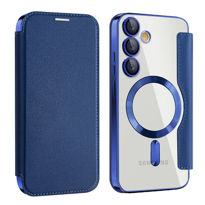 Custodia MagSafe per Samsung Galaxy S24 S921, Techsuit, SmartMag Book, Blu