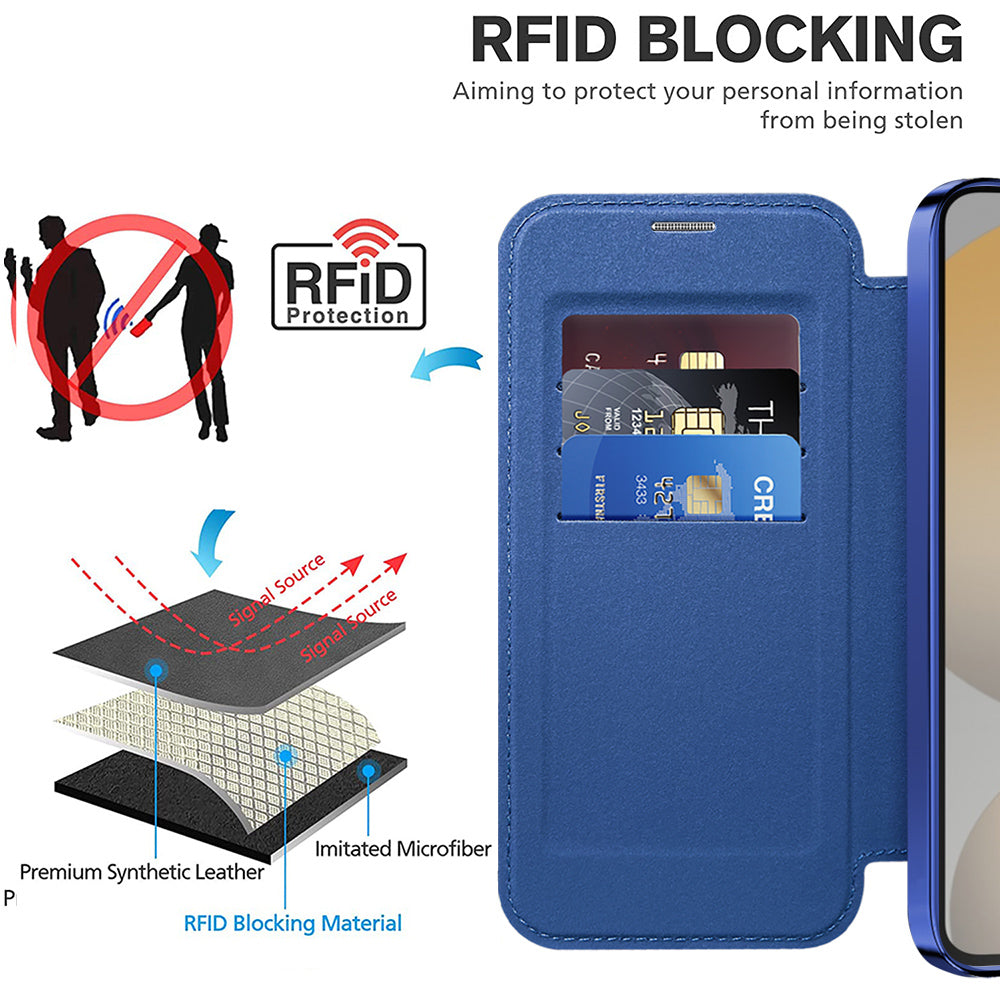 Custodia MagSafe per Samsung Galaxy S24 S921, Techsuit, SmartMag Book, Blu