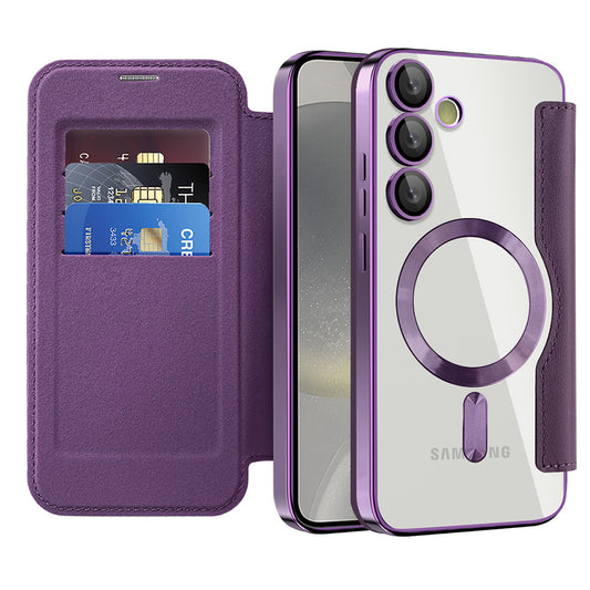 Custodia MagSafe per Samsung Galaxy S24 S921, Techsuit, SmartMag Book, Viola