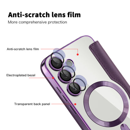 Custodia MagSafe per Samsung Galaxy S24 S921, Techsuit, SmartMag Book, Viola