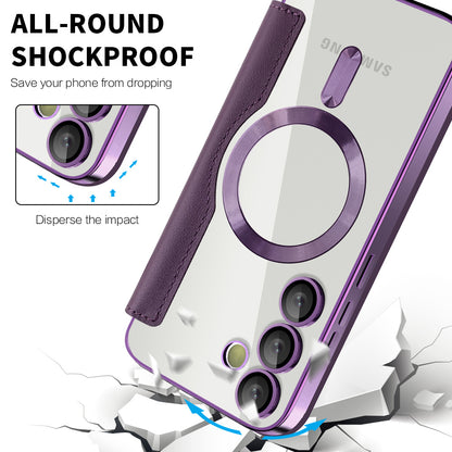 Custodia MagSafe per Samsung Galaxy S24 S921, Techsuit, SmartMag Book, Viola