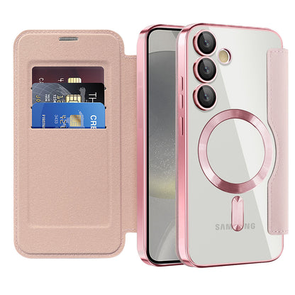 Custodia MagSafe per Samsung Galaxy S24 S921, Techsuit, SmartMag Book, Rosa
