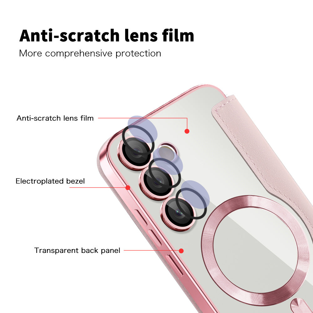Custodia MagSafe per Samsung Galaxy S24 S921, Techsuit, SmartMag Book, Rosa