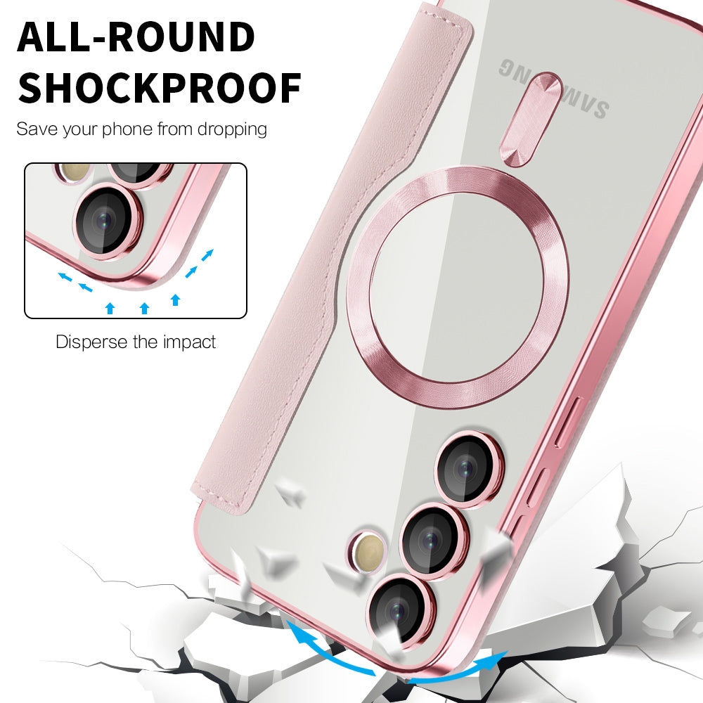 Custodia MagSafe per Samsung Galaxy S24 S921, Techsuit, SmartMag Book, Rosa