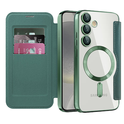 Custodia MagSafe per Samsung Galaxy S24 S921, Techsuit, SmartMag Book, Verde