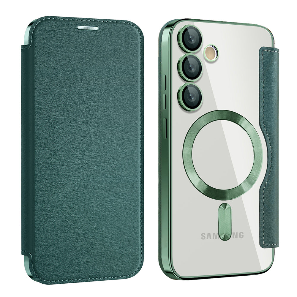 Custodia MagSafe per Samsung Galaxy S24 S921, Techsuit, SmartMag Book, Verde