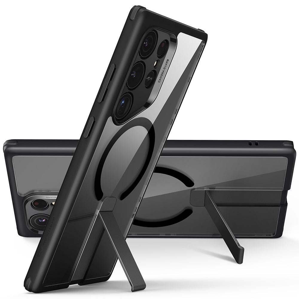 Custodia MagSafe per Samsung Galaxy S24 Ultra S928, ESR, Boost Flickstand, Nera Trasparente
