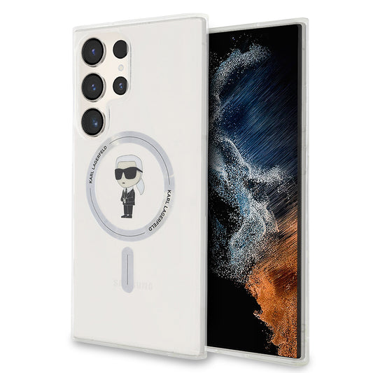 Custodia MagSafe per Samsung Galaxy S24 Ultra S928, Karl Lagerfeld, IML Ikonik Karl, Trasparente