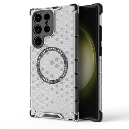 Custodia MagSafe per Samsung Galaxy S24 Ultra S928, Techsuit, HoneyComb Shield, Bianca