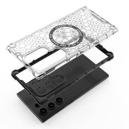 Custodia MagSafe per Samsung Galaxy S24 Ultra S928, Techsuit, HoneyComb Shield, Bianca