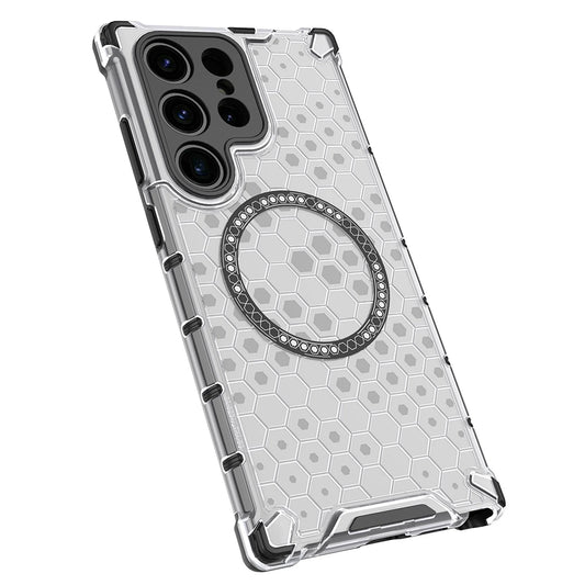 Custodia MagSafe per Samsung Galaxy S24 Ultra S928, Techsuit, HoneyComb Shield, Bianca