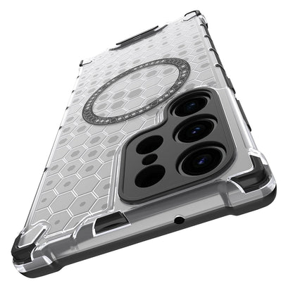 Custodia MagSafe per Samsung Galaxy S24 Ultra S928, Techsuit, HoneyComb Shield, Bianca