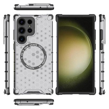 Custodia MagSafe per Samsung Galaxy S24 Ultra S928, Techsuit, HoneyComb Shield, Bianca