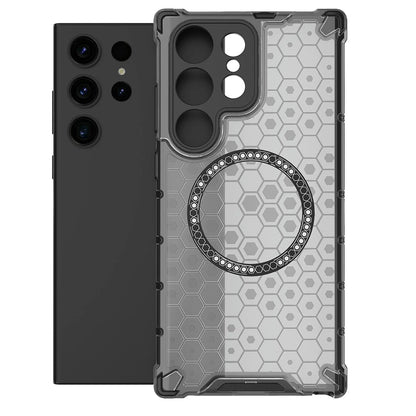 Custodia MagSafe per Samsung Galaxy S24 Ultra S928, Techsuit, HoneyComb Shield, Nera