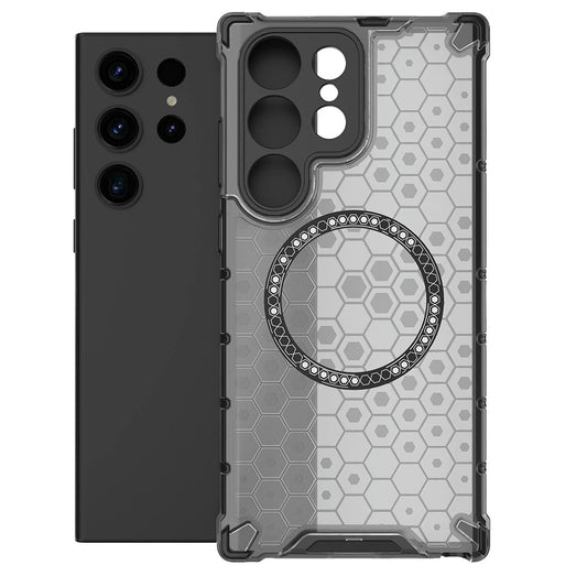 Custodia MagSafe per Samsung Galaxy S24 Ultra S928, Techsuit, HoneyComb Shield, Nera
