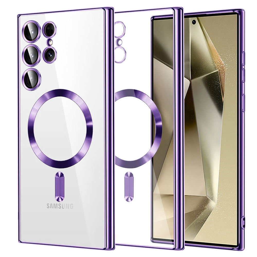 Custodia MagSafe per Samsung Galaxy S24 Ultra S928, Techsuit, Luxury Crystal, Viola Chiaro