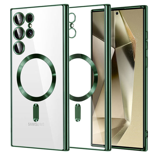 Custodia MagSafe per Samsung Galaxy S24 Ultra S928, Techsuit, Luxury Crystal, Verde Scuro