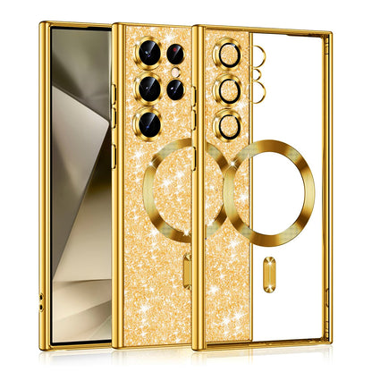 Custodia MagSafe per Samsung Galaxy S24 Ultra S928, Techsuit, Luxury Glitter, Dorata