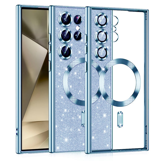 Custodia MagSafe per Samsung Galaxy S24 Ultra S928, Techsuit, Luxury Glitter, Blu