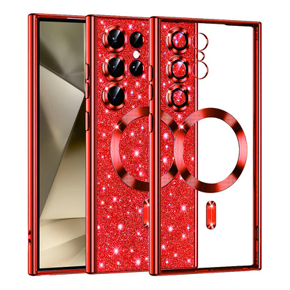 Custodia MagSafe per Samsung Galaxy S24 Ultra S928, Techsuit, Luxury Glitter, Rossa