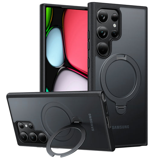 Custodia MagSafe per Samsung Galaxy S24 Ultra S928, Torras, Ostand Spin, Nera