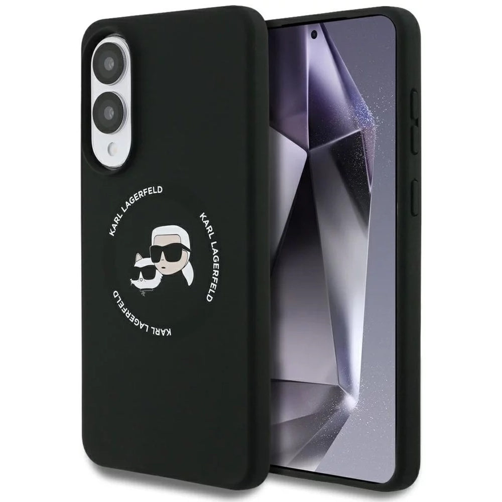 Custodia MagSafe per Samsung Galaxy S25 Edge S937, Karl Lagerfeld, Silicone Double Heads, Nera