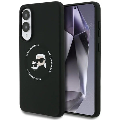 Custodia MagSafe per Samsung Galaxy S25 Edge S937, Karl Lagerfeld, Silicone Double Heads, Nera