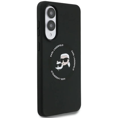 Custodia MagSafe per Samsung Galaxy S25 Edge S937, Karl Lagerfeld, Silicone Double Heads, Nera