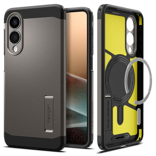 Custodia MagSafe per Samsung Galaxy S25 Edge S937, Spigen, Tough Armor, Grigio ACS09423