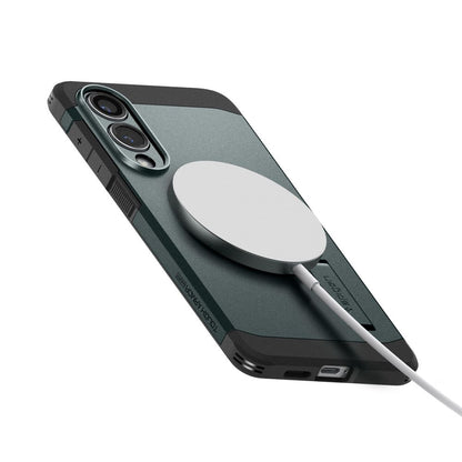 Custodia MagSafe per Samsung Galaxy S25 Edge S937, Spigen, Tough Armor, Verde ACS09424