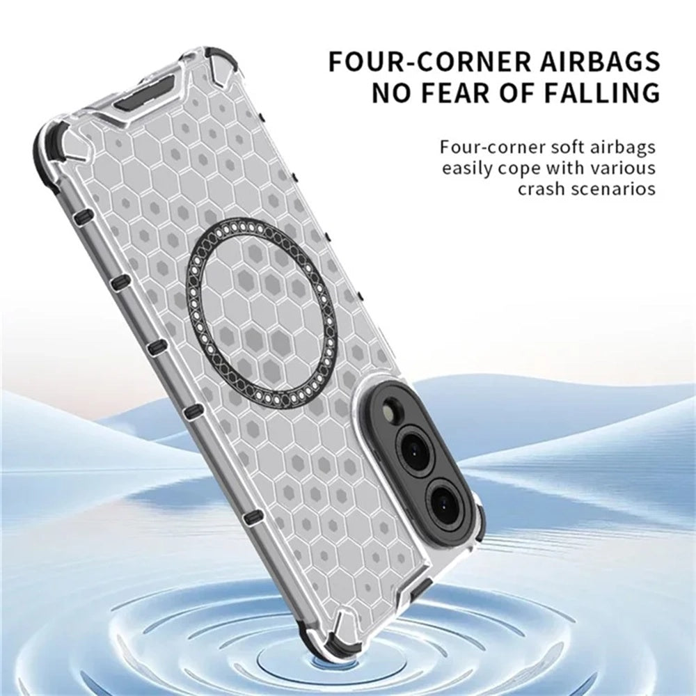 Custodia MagSafe per Samsung Galaxy S25 Edge S937, Techsuit, HoneyComb Shield, Bianca