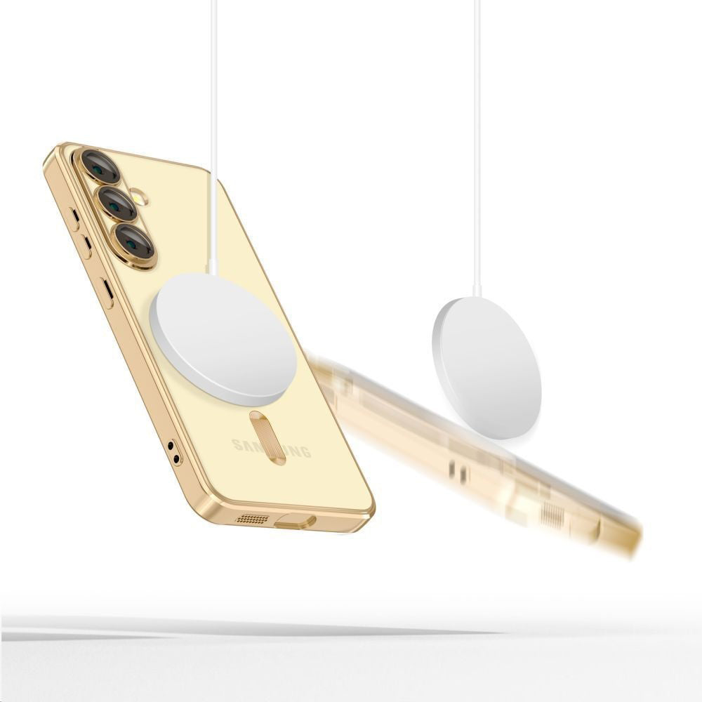 Custodia MagSafe per Samsung Galaxy S25 Edge S937, Techsuit, Luxury Crystal, Oro
