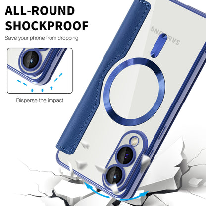 Custodia MagSafe per Samsung Galaxy S25 Edge S937, Techsuit, SmartMag Book, Blu
