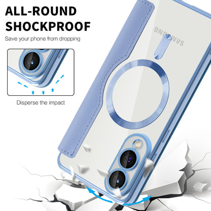 Custodia MagSafe per Samsung Galaxy S25 Edge S937, Techsuit, SmartMag Book, Blu