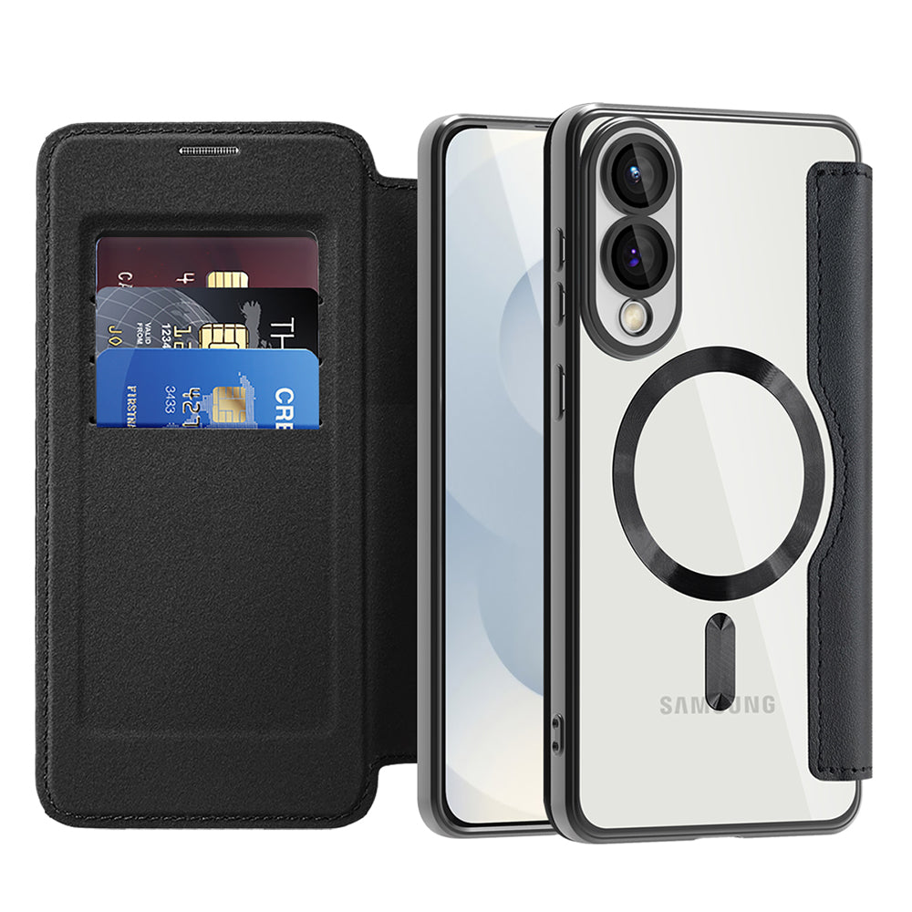 Custodia MagSafe per Samsung Galaxy S25 Edge S937, Techsuit, SmartMag Book, Nera