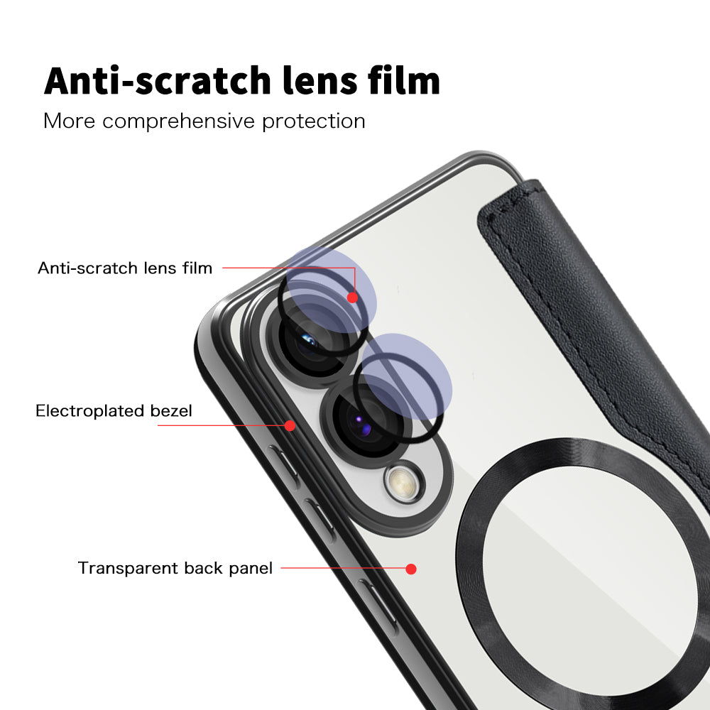 Custodia MagSafe per Samsung Galaxy S25 Edge S937, Techsuit, SmartMag Book, Nera