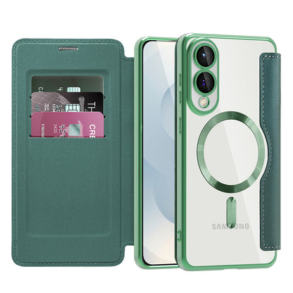 Custodia MagSafe per Samsung Galaxy S25 Edge S937, Techsuit, SmartMag Book, Verde