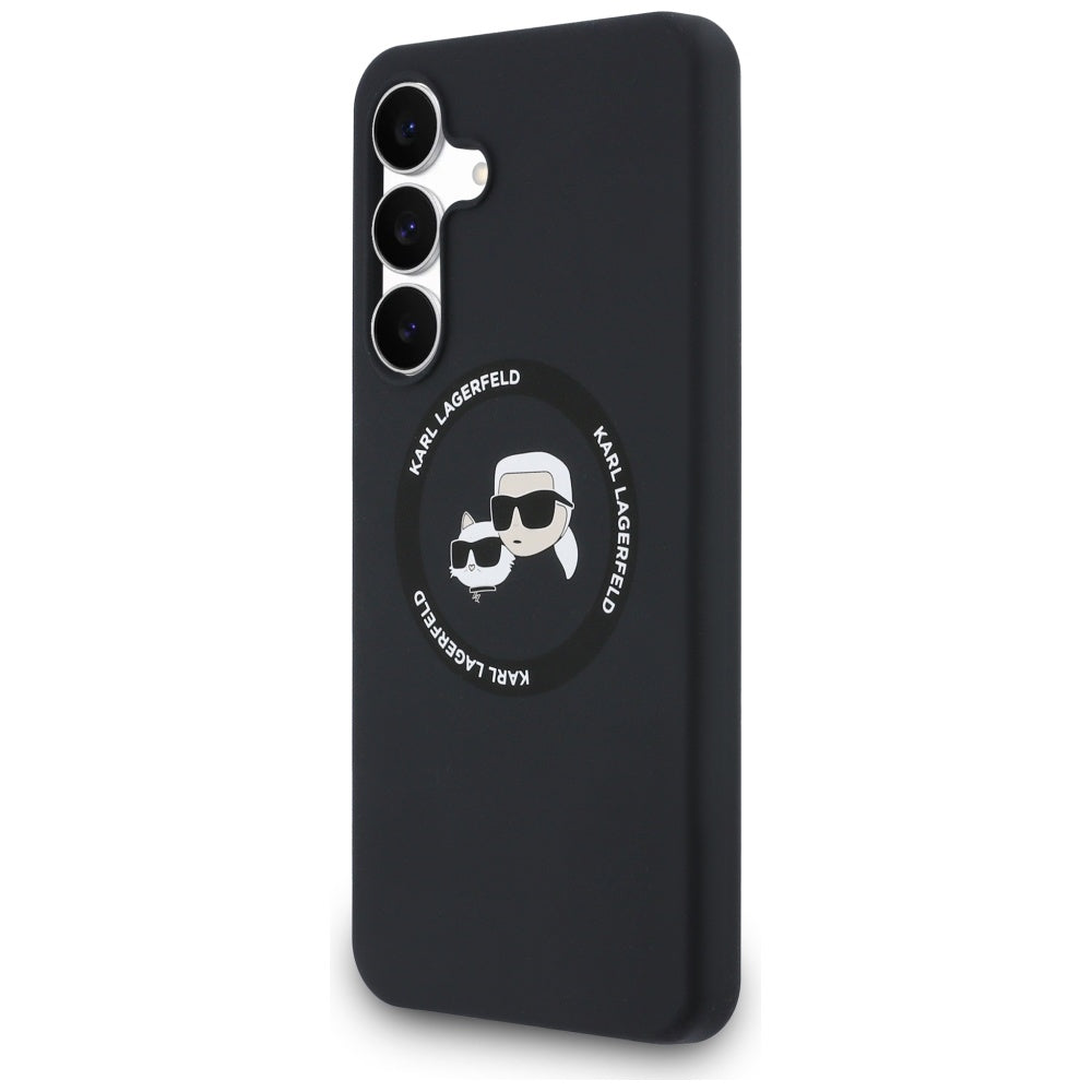Custodia MagSafe per Samsung Galaxy S25 FE, Karl Lagerfeld, Silicone Karl & Choupette's Heads, Nera