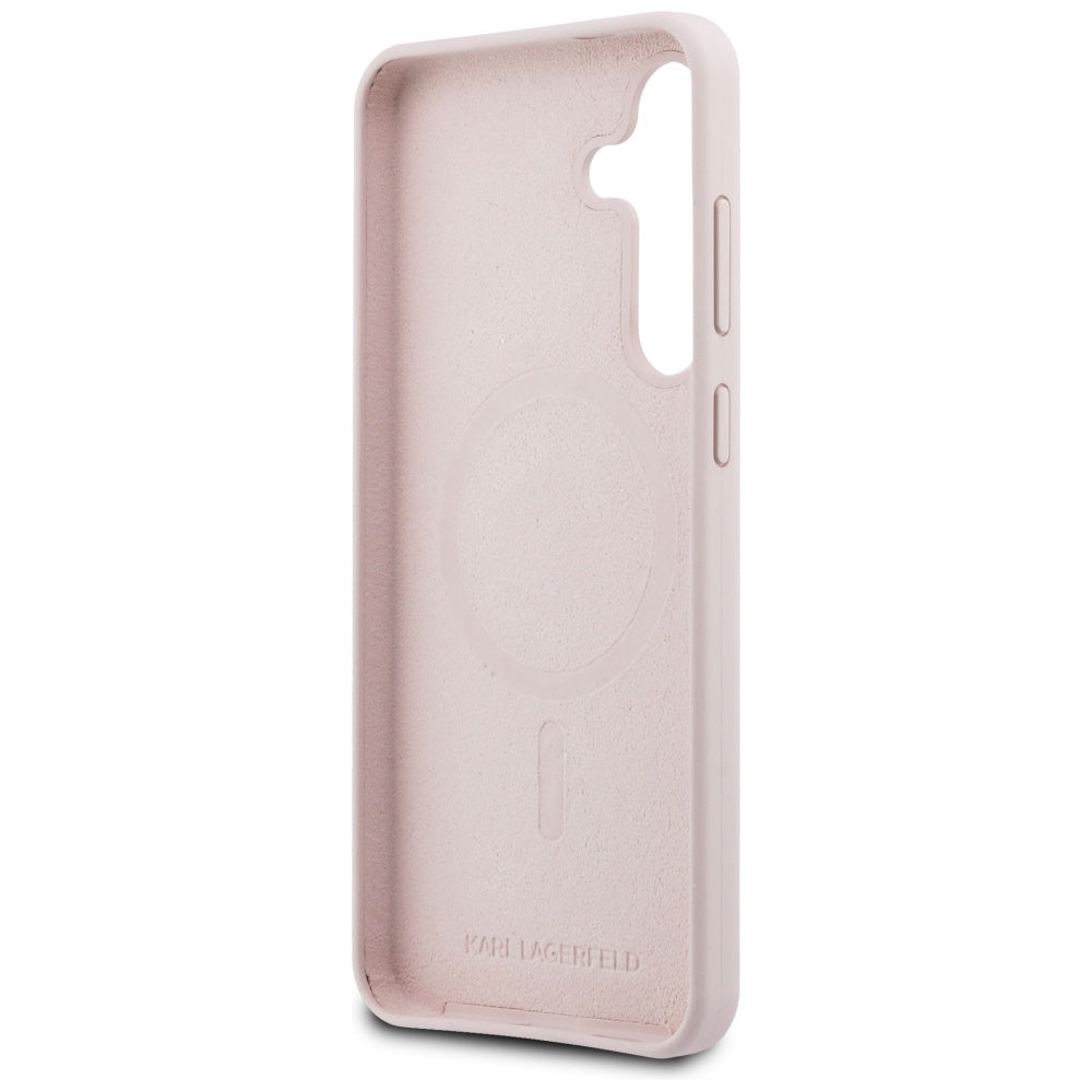 Custodia MagSafe per Samsung Galaxy S25 FE, Karl Lagerfeld, Silicone Karl & Choupette's Heads, Rosa