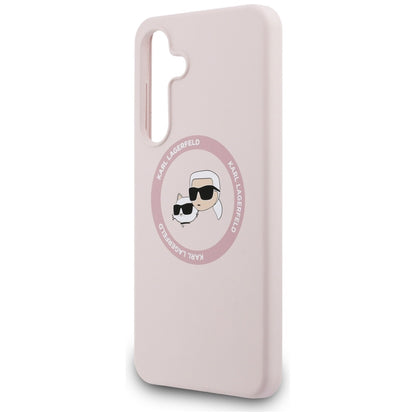 Custodia MagSafe per Samsung Galaxy S25 FE, Karl Lagerfeld, Silicone Karl & Choupette's Heads, Rosa