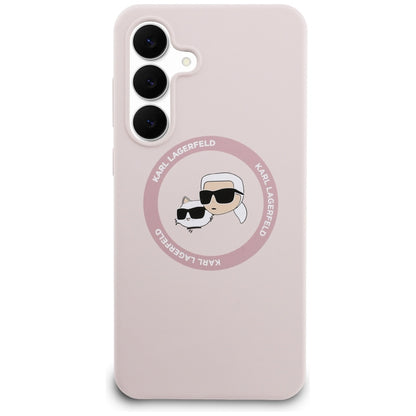Custodia MagSafe per Samsung Galaxy S25 FE, Karl Lagerfeld, Silicone Karl & Choupette's Heads, Rosa