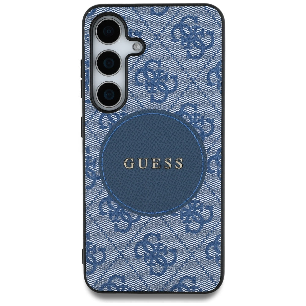 Custodia MagSafe per Samsung Galaxy S25+ S936, Guess, 4G Circle Classic Logo, Blu
