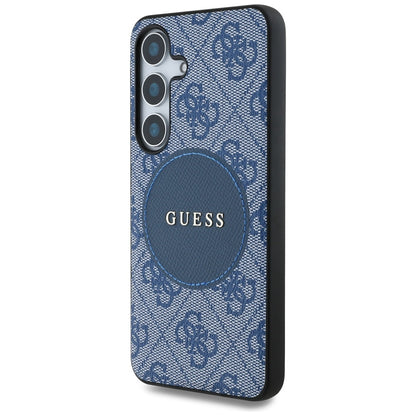 Custodia MagSafe per Samsung Galaxy S25+ S936, Guess, 4G Circle Classic Logo, Blu