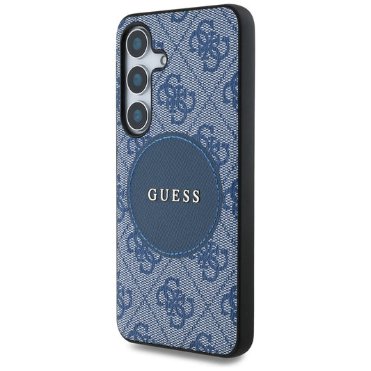 Custodia MagSafe per Samsung Galaxy S25+ S936, Guess, 4G Circle Classic Logo, Blu